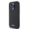 DKNY PU Leather Silver Metal Logo Magsafe tok iPhone 15 Pro Max készülékhez fekete