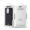 DKNY PU Leather Silver Metal Logo Magsafe tok iPhone 15 Pro Max készülékhez fekete