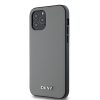 DKNY PU Leather Silver Metal Logo MagSafe tok iPhone 12/12 Pro készülékhez szürke