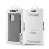 DKNY PU Leather Silver Metal Logo MagSafe tok iPhone 12/12 Pro készülékhez szürke