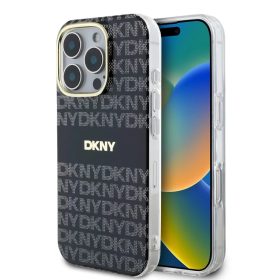  DKNY PC/TPU Repeat Pattern Tonal Stripe Magsafe Tok iPhone 16 Pro Max készülékhez fekete