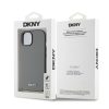 DKNY PU Leather Silver Metal Logo Magsafe tok iPhone 14 készülékhez szürke