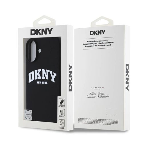 DKNY Liquid Silicone Arch Logo MagSafe tok iPhone 16 készülékhez fekete