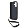 DKNY PU Leather Stack Logo csuklópántos tok iPhone 16 készülékhez fekete