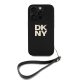 DKNY PU Leather Stack Logo csuklópántos tok iPhone 16 Pro készülékhez fekete