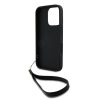 DKNY PU Leather Stack Logo csuklópántos tok iPhone 16 Pro készülékhez fekete
