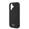 DKNY PU Leather Silver Metal Logo MagSafe tok iPhone 16 Plus készülékhez fekete