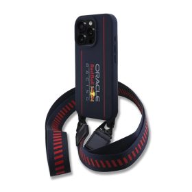   Red Bull Silicone Vertical Logo MagSafe Tok + Crossbody Strap for iPhone 16 Pro készülékhez tengerészkék