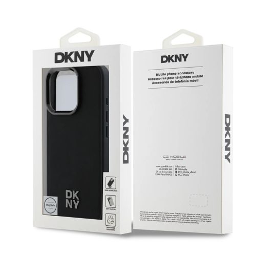 DKNY PU Leather Stack Logo Magsafe tok az iPhone 16 Pro készülékhez fekete