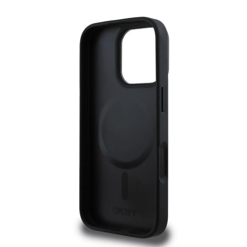 DKNY PU Leather Stack Logo Magsafe tok iPhone 16 Pro Max készülékhez fekete