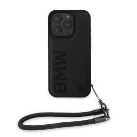   BMW Leather Signature and Strap tok iPhone 16 Pro készülékhez fekete