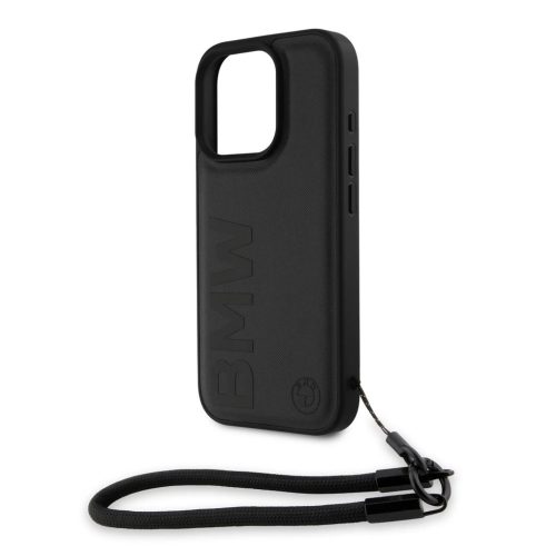 BMW bőr Signature and Strap tok iPhone 16 Pro Max készülékhez fekete