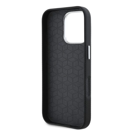 BMW M PU Kevlar Metal Logo tok iPhone 16 Pro Max készülékhez fekete