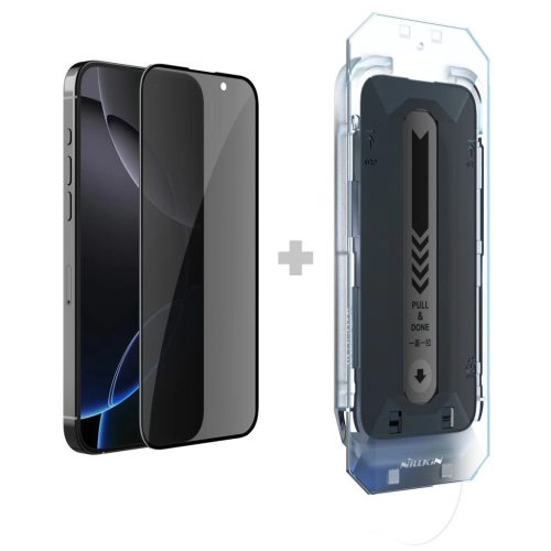 Nillkin edzett üveg kijelzővédő 0.25mm Guardian 2.5D Apple iPhone 16 Pro készülékhez fekete (applikátorral)