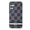 DKNY PU Leather Checkered Pattern and Stripe tok Samsung Galaxy S24 készülékhez fekete