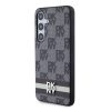 DKNY PU Leather Checkered Pattern and Stripe tok Samsung Galaxy S24 készülékhez fekete