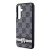 DKNY PU Leather Checkered Pattern and Stripe tok Samsung Galaxy S24 készülékhez fekete