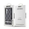 DKNY PU Leather Checkered Pattern and Stripe tok Samsung Galaxy S24 készülékhez fekete