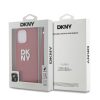 DKNY PU Leather Stack Logo Wrist Strap tok iPhone 15 Pro készülékhez piros