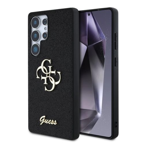 Guess PU Fixed Glitter 4G Metal Logo tok Samsung Galaxy S25 Ultra készülékhez fekete