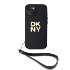   DKNY PU Leather Stack Logo Wrist Strap tok iPhone 14 készülékhez fekete