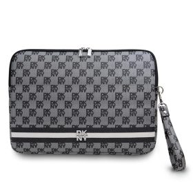   DKNY PU bőr Checkered Pattern and Stripe laptop tok 13/14" fekete
