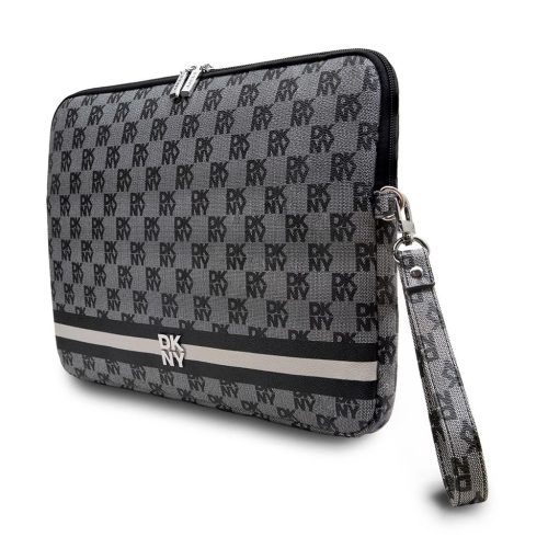 DKNY PU bőr Checkered Pattern and Stripe laptop tok 13/14" fekete