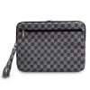 DKNY PU bőr Checkered Pattern and Stripe laptop tok 13/14" fekete