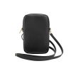 Guess PU Grained 4G Metal Logo pénztárcás telefon táska Zipper fekete