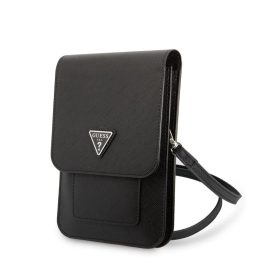 Guess PU Saffiano Triangle Logo Telefon táska fekete