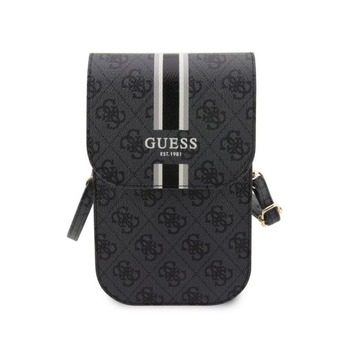 Guess PU 4G Printed Stripes telefon táska fekete