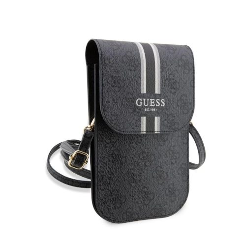 Guess PU 4G Printed Stripes telefon táska fekete