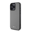 DKNY PU Leather Silver Metal Logo Magsafe tok iPhone 16 Pro készülékhez szürke