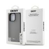 DKNY PU Leather Silver Metal Logo Magsafe tok iPhone 16 Pro készülékhez szürke