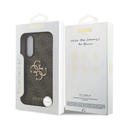 Guess PU 4G Metal Logo tok Samsung Galaxy S25 Edge készülékhez barna