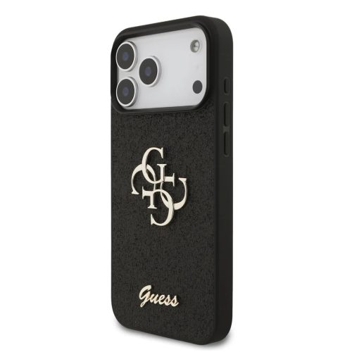 Guess PU Fixed Glitter 4G Metal Logo tok iPhone 17 Pro Max készülékhez fekete