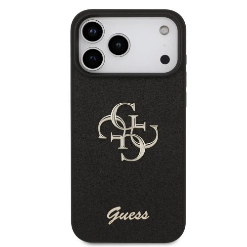 Guess PU Fixed Glitter 4G Metal Logo tok iPhone 17 Pro Max készülékhez fekete