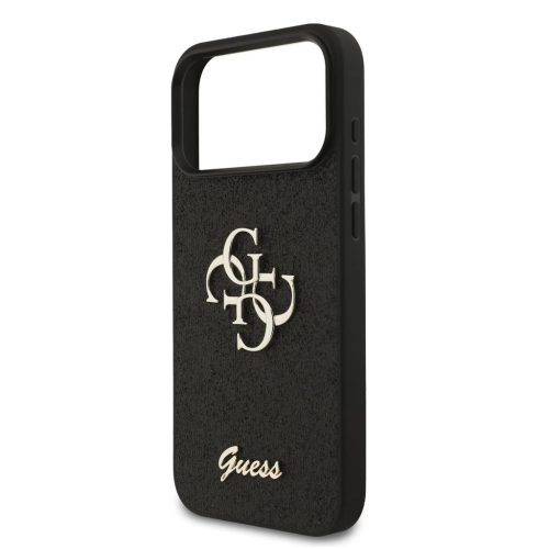 Guess PU Fixed Glitter 4G Metal Logo tok iPhone 17 Pro Max készülékhez fekete