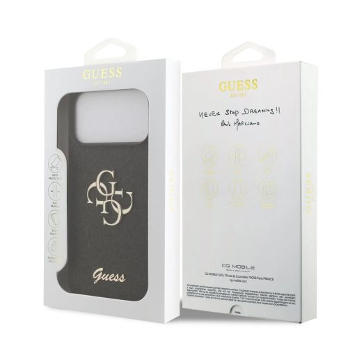 Guess PU Fixed Glitter 4G Metal Logo tok iPhone 17 Pro Max készülékhez fekete