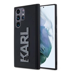   Karl Lagerfeld 3D Rubber Glitter Logo tok Samsung Galaxy S24 Ultra készülékhez fekete