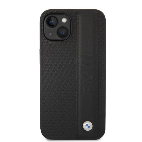BMW Signature Leather Big Logo tok iPhone 14 Plus készülékhez fekete