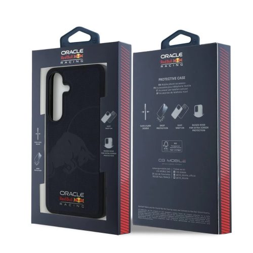 Red Bull Leather Meshed Debossed Logo MagSafe tok Samsung Galaxy S25 készülékhez tengerészkék